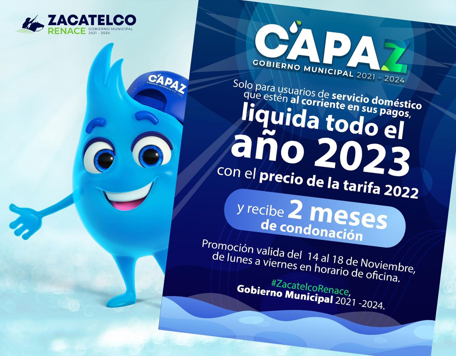 La Comisión de Agua Potable de Zacatelco brinda descuentos a usuarios cumplidos